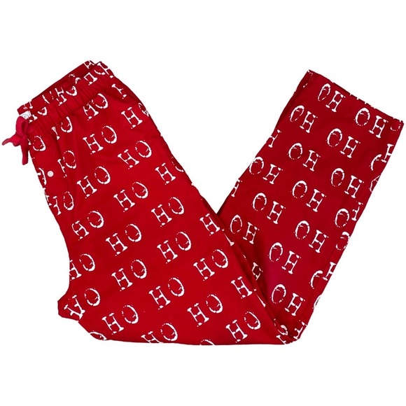 Mud Pie Ho Ho Ho Red White Christmas Sleep Pants Size Medium - Picture 2 of 6